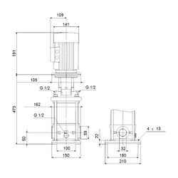 Grundfos Vertikale Kreiselpumpe CRI 10-2 A-CA-A-E-HQQE, 3x230/400V max. 16 bar max. ... GRUNDFOS-96501025 5700396213859 (Abb. 1)