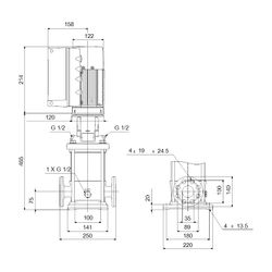 Grundfos Vertikale Kreiselpumpe CRE 10-5 A-FJ-A-E-HQQE, 3x380-500V max. 16 bar max. ... GRUNDFOS-99071453 5712606191512 (Abb. 1)