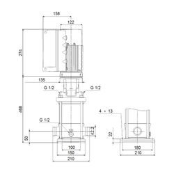 Grundfos Vertikale Kreiselpumpe CRNE 3-11 A-P-A-E-HQQE, 3x380-500V max. 25 bar max. ... GRUNDFOS-98389880 5711494185979 (Abb. 1)