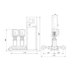 Grundfos Druckerhöhungsanlage Hydro MPC-E 2 CRIE 15-4, 1460x1135mm 5,5kW 16 bar max.... GRUNDFOS-99166917 5712607971977 (Abb. 1)