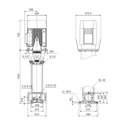 Grundfos Vertikale Kreiselpumpe CRN 185-8-3 A-F-A-V-HQQV, 400D/690YV max. 40 bar max... GRUNDFOS-92906011 5715121362320 (Abb. 1)
