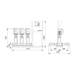 Grundfos Druckerhöhungsanlage Hydro MPC-E 3 CRIE 20-2, 1460x1155mm 4kW 16 bar max. F... GRUNDFOS-99166928 5712607972196 (Abb. 1)