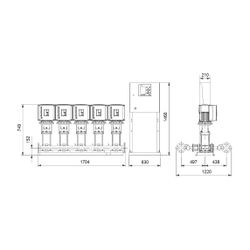 Grundfos Druckerhöhungsanlage Hydro MPC-E 5 CRIE 20-1, 1460x1170mm 2,2kW 16 bar max.... GRUNDFOS-98389657 5710629916211 (Abb. 1)