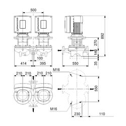 Grundfos Trockenläuferpumpe elektronisch geregelt TPE2 D 100-160 N-A-F-A-BQQE-JWA, 3... GRUNDFOS-93339234 5715471147868 (Abb. 1)