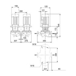 Grundfos Trockenläuferpumpe TPD 65-150/4 A-F-A-BQQE-IW3, 3x380-420D/660-725YV 4,4/2,... GRUNDFOS-96087645 5700395316100 (Abb. 1)