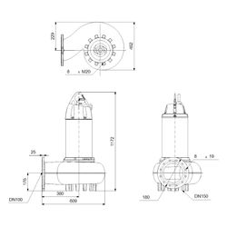 Grundfos Abwasserpumpe mit Schneidwerk SE2.110.250.170.4.52L.N.51D.A, 17kW 8 bar max... GRUNDFOS-99776805 5713834118395 (Abb. 1)