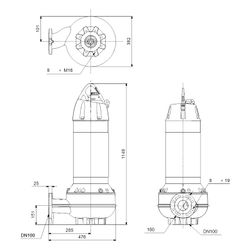 Grundfos Abwasserpumpe mit Schneidwerk SL2.110.250.130.4.52L.N.51D.A, 13kW 8 bar max... GRUNDFOS-99776699 5713834116599 (Abb. 1)