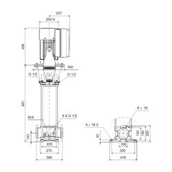 Grundfos Vertikale Kreiselpumpe CRNE 95-1-1 A-F-A-E-HQQE, 380-500V max. 16 bar max. ... GRUNDFOS-99264375 5713826223298 (Abb. 1)