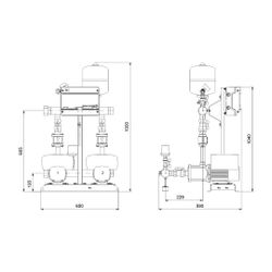 Grundfos Druckerhöhungsanlage Hydro Multi-E 2 CME 5-6, 1080x690mm 2,2kW 10 bar max. ... GRUNDFOS-92786031 5715119582983 (Abb. 1)