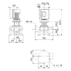 Grundfos Trockenläuferpumpe elektronisch geregelt TPE2 150-170 N-A-F-A-BQQE-MWA, 3x3... GRUNDFOS-93338924 5715471142665 (Abb. 1)