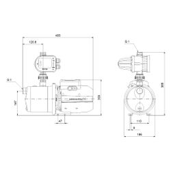 Grundfos Gartenpumpe JP 5-48 PM START 1x230V 50Hz 1,5m, 2870/min max. Arbeitsdruck 6... GRUNDFOS-93294166 5715470491269 (Abb. 1)