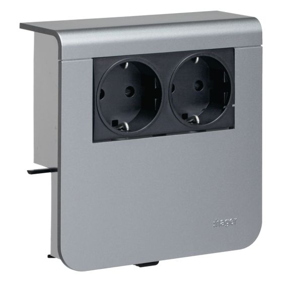 hager Geräteträger Steckdose 2-fach vorverdrahtet Steckklemmen zu SL 20x80mm Dekor Alu