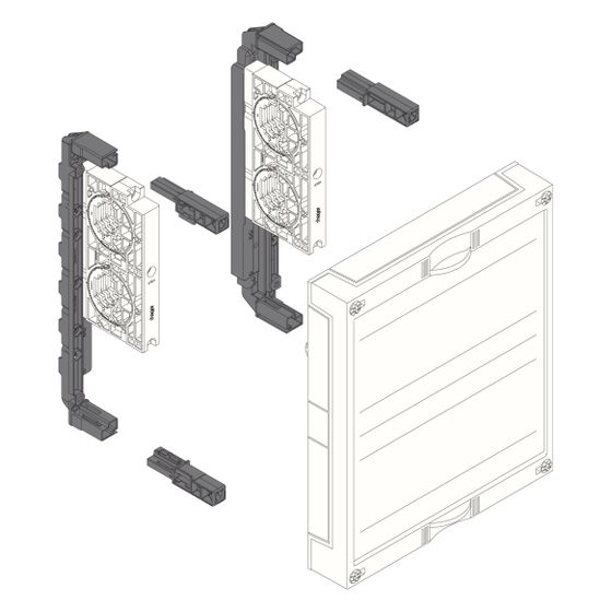 hager Baustein, univers N, 300x250mm, mit Sammelschienenträger 2-polig PE/ N, drehbar