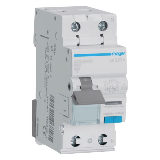 hager Fehlerstrom-Leitungsschutzschalter 1P u. N 6kA B-25A 30mA Typ A QuickConnect
