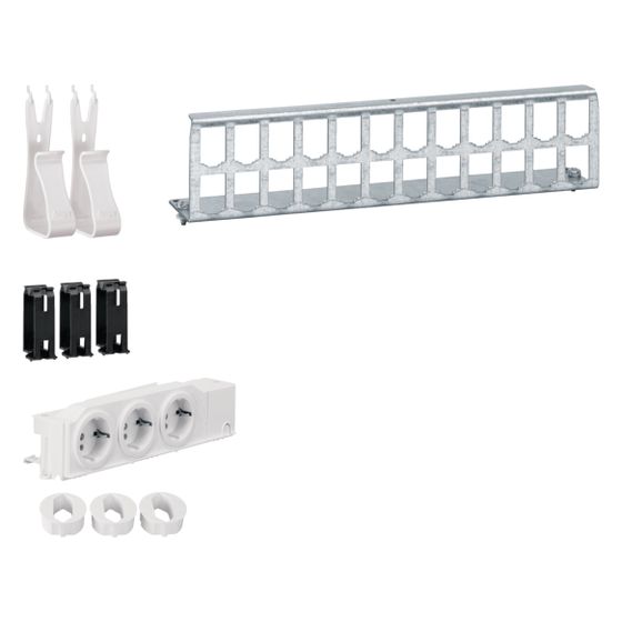 hager Multimedia Kit,mit 3xSteckdose,Patch-Panel RJ45, Geräte- u. Kabelhalter
