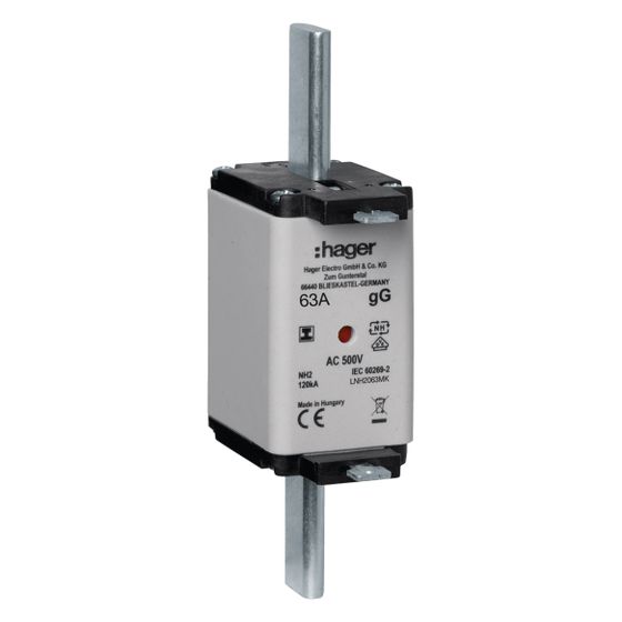 hager NH-Sicherungseinsatz NH2C gG 500V 63A Kombi-Melder mit isolierter Grifflasche