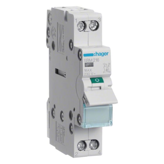 hager Ausschalter 16A 1 Schließer + Neutral 250V AC mit Leuchtmelder 1PLE