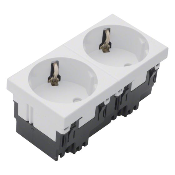 hager SCHUKO Doppelsteckdose 33 Grad-Ausrichtung 16A/250V Rastec 45 reinweiß