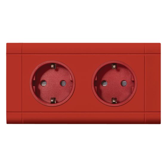 hager Blende 2-fach Steckdose zu Oberteil 80mm anreihbar halogenfrei rot