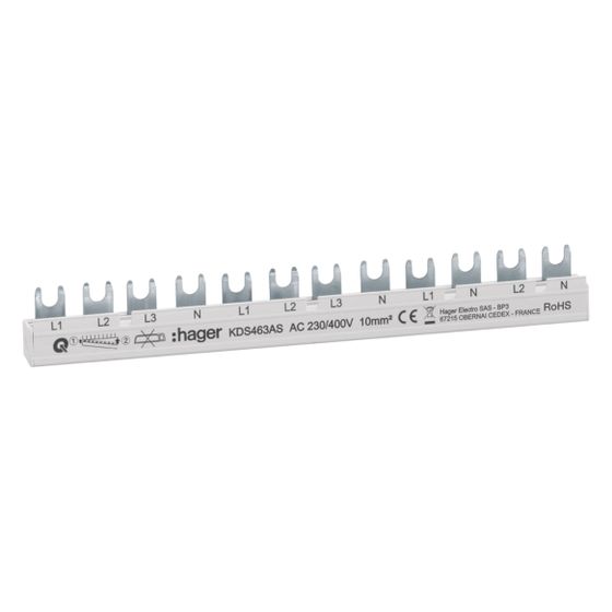 hager Phasenschiene 12 Module 63A L1L2L3N-L1L2L3N-L1N-L2N QuickBusbar