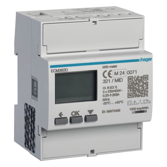 hager Energiezähler 3phasig, direkt 80A, 4M, MBUS, MID