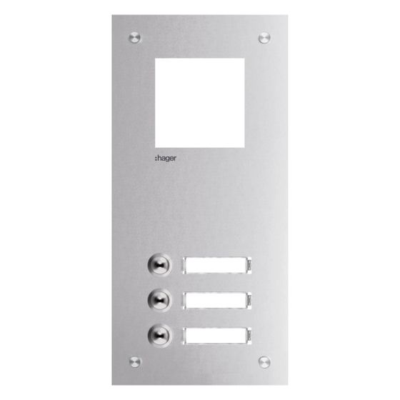 hager Frontplatte intercom mono 3 Tasten u. Namensschild, Edelstahl, 315x150x32