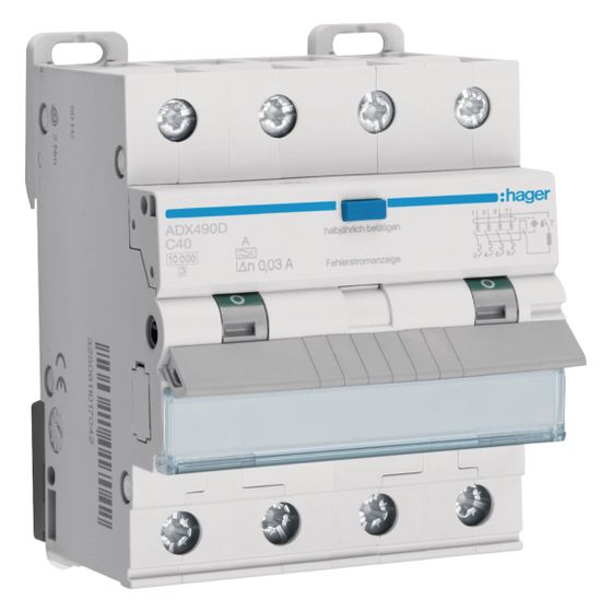 hager Fehlerstrom-Leitungsschutzschalter 4P 10kA C-40A 30mA Typ A