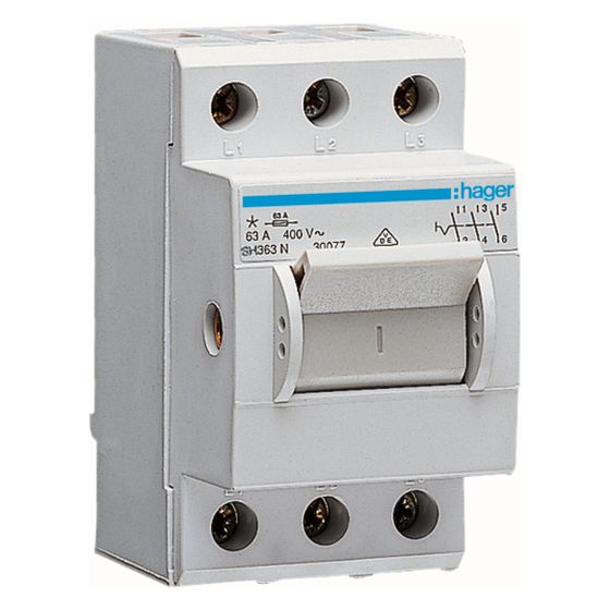 hager Kompaktschalter, Ausschalter, 63A, 3 Schließer, 400V AC, 2.5 PLE
