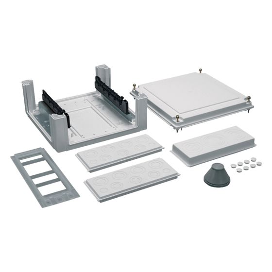 hager Kabelanschlusskasten, univ., 324x307x149mm, IP54, SKII, SaS-Träger-40mm, seitl.