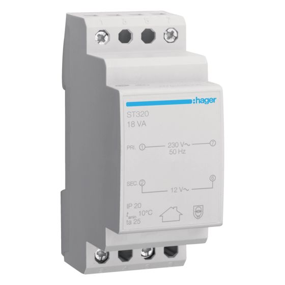 hager Sicherheitstrafo 230V/12V 18VA 2PLE