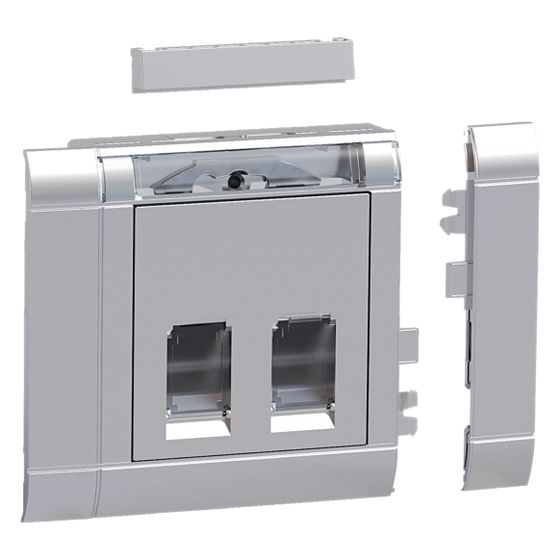 hager Geräteeinbauset 2-fach RJ45 für Type 03 frontrastend aluminium