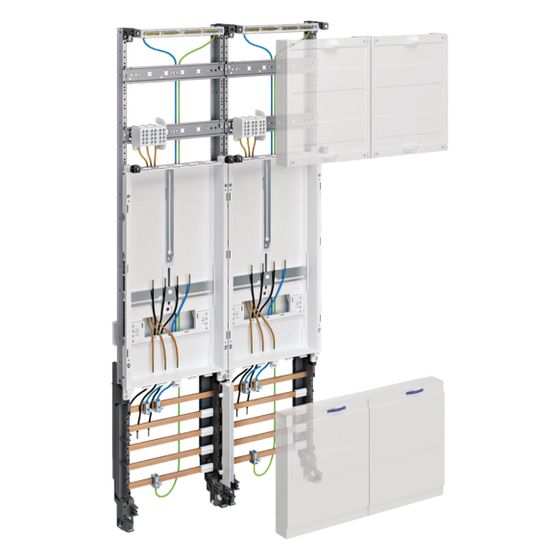 hager Komplettfeld, univers Z, 2 Zählerplätze, 3-Punkt, H 1050 mm, 2-feldig