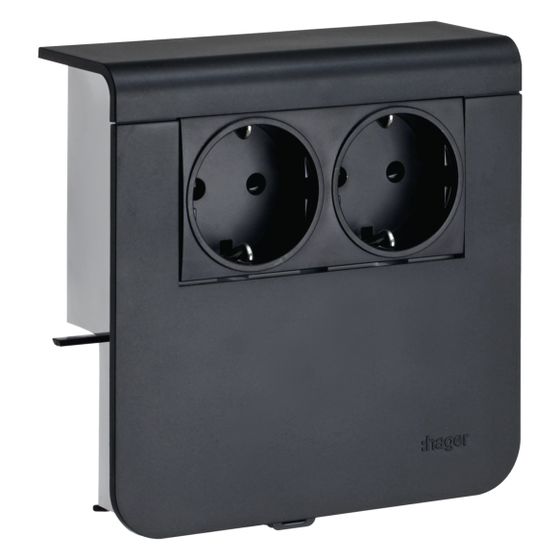 hager Geräteträger Steckdose 2-fach vorverdrahtet Steckklemmen zu SL 20x80mm schwarz