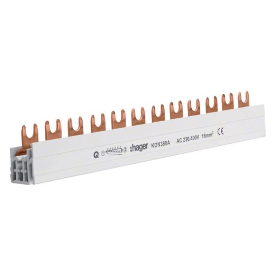hager Phasenschiene 3 polig mit Gabelanschluss 16mm2 80A 12 Module