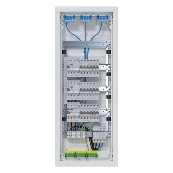 hager Kleinv.,volta,UPV,5x12PLE,IP30,bestückt u. verdrahtet,3 FI-Kreise,Übersp.ableit