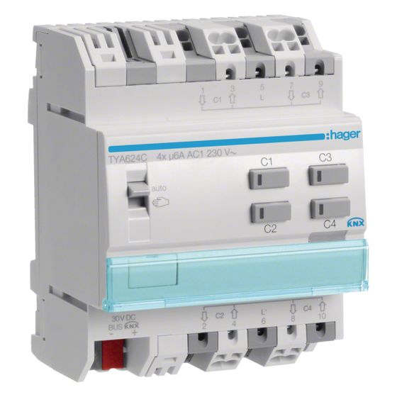 hager KNX Rollladen-/Jalousieaktor 4-fach, 230V, für Jalousiesteuerung