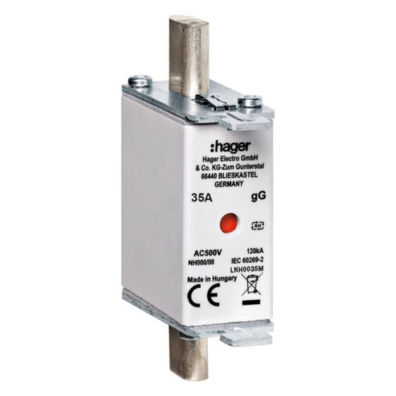 hager NH-Sicherungseinsatz NH000 gG AC500V 35A Kombi-Melder mit Metall-Grifflasche