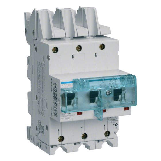 hager SLS-Schalter 3-polig E-Charakteristik 100A für Sammelschiene QuickConnect