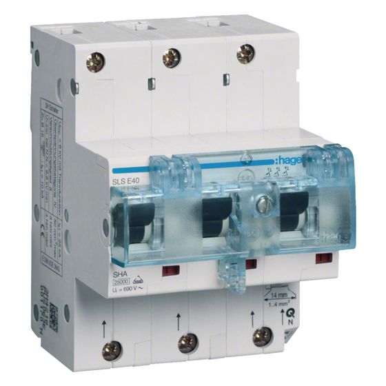 hager SLS-Schalter 3-polig E-Charakteristik 40A für Hutschienenmontage