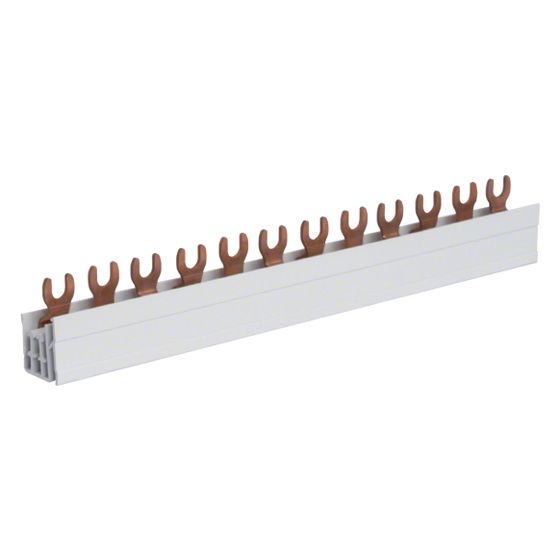 hager Phasenschiene/Kammschiene, 3 polig, mit Gabelanschluss, 10mm2, 63A, 12 Module