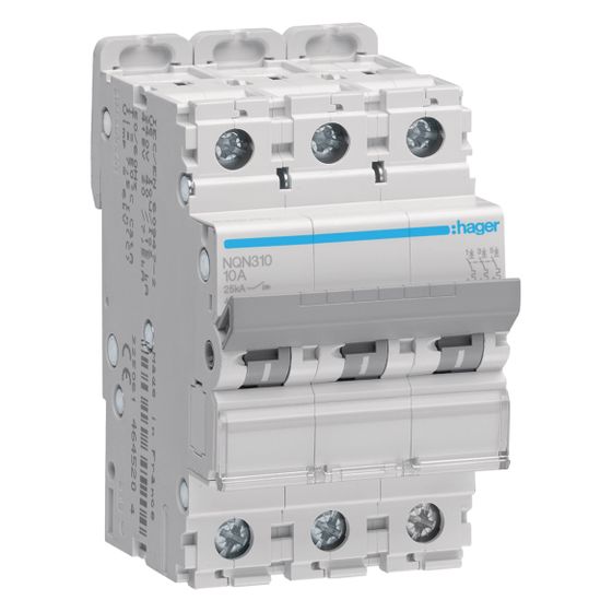 hager Leitungsschutzschalter 3 polig 25kA B-Charakteristik 10A 3 Module
