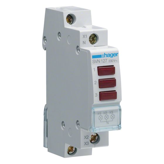 hager LED Leuchtmelder 3fach rot 230V AC 1PLE