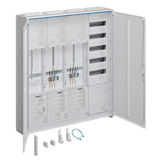 hager Komplettschrank, univ.Z, 2 ZP., 1 SG, 3P., APZ, VT5, H 1100 mm, 4-feldig, ESA