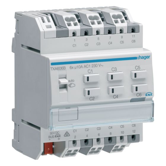 hager KNX Schalt-/Jalousieaktor 6/3-fach KNX easy/ETS, 10A, für Jalousiesteuerung