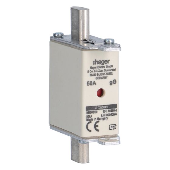 hager NH-Sicherungseinsatz NH000 gG AC690V 50A Kombi-Melder mit Metall-Grifflasche
