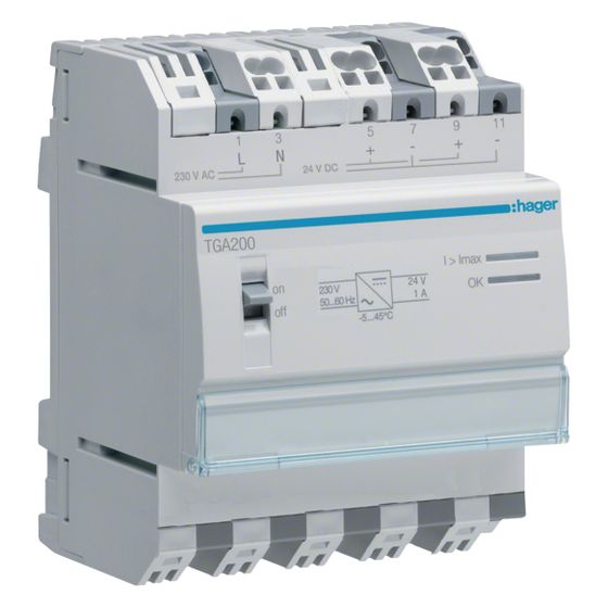 hager Spannungsversorgung 24 V DC 1A Reiheneinbau (REG), 4 PLE