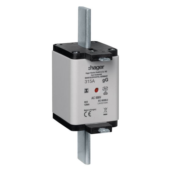 hager NH-Sicherungseinsatz NH3C gG 500V 315A Kombi-Melder mit isolierter Grifflasche