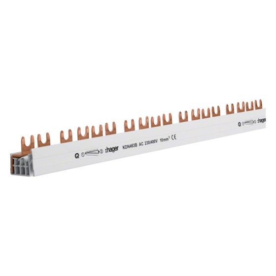 hager Phasenschiene 4 polig mit Gabelanschluss 10mm2 63A 57 Module
