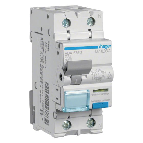 hager Fehlerstrom-Leitungsschutzschalter 1P u. N 10kA C-25A 30mA Typ A