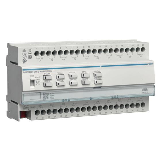hager Schalt-/Jalousieaktor 20/10fach KNX Secure, 16A, C-Last